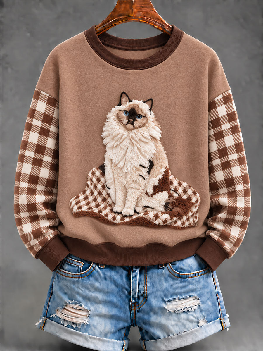Sudadera regular para mujer Cute Cat Art