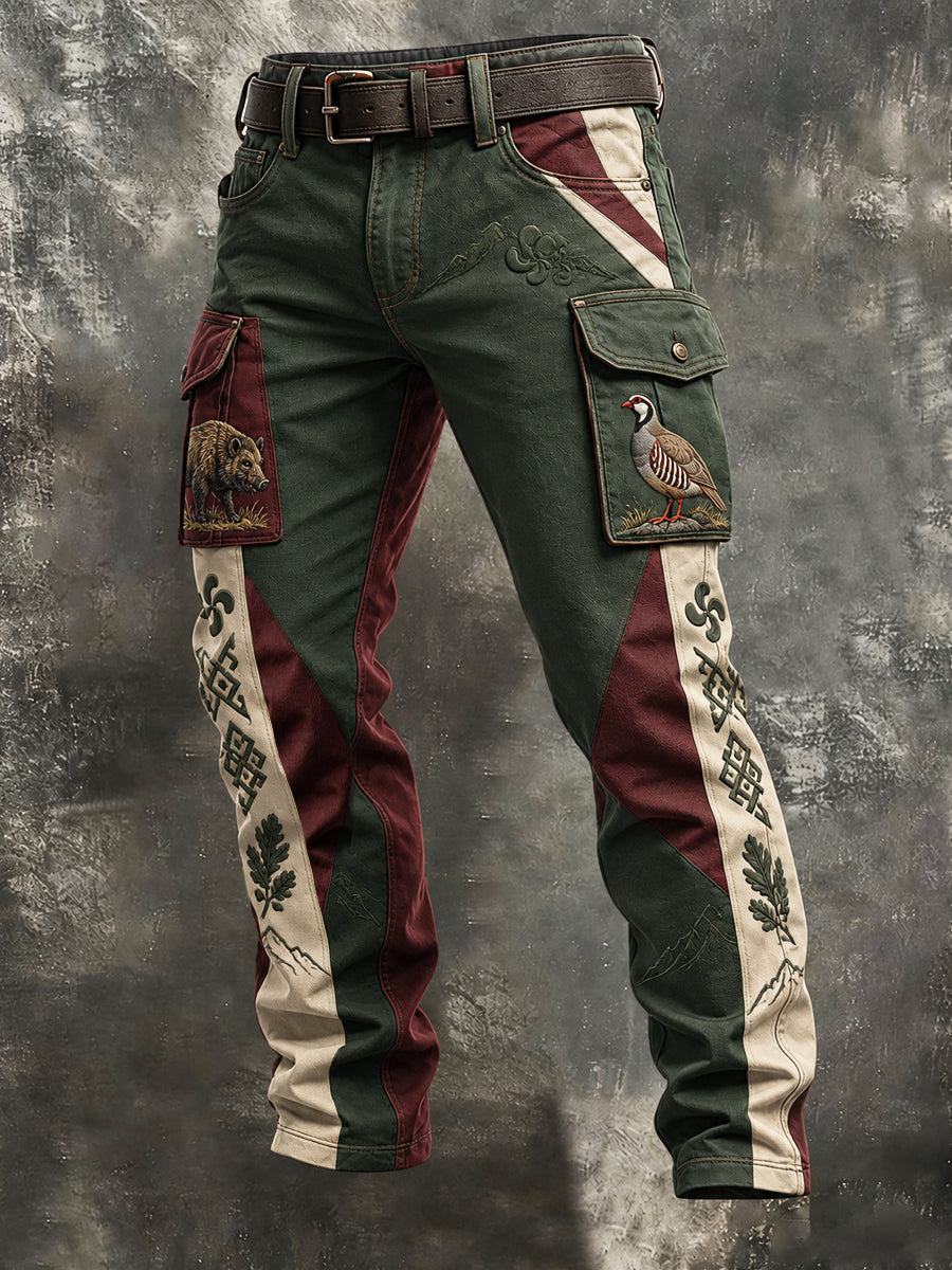 Pantalones de trabajo de inspiración de caza vasca vintage para hombres