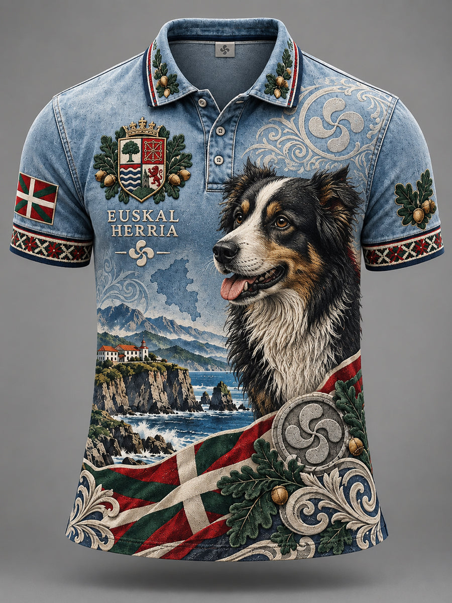 Polo casual con estampado animal vasco retro