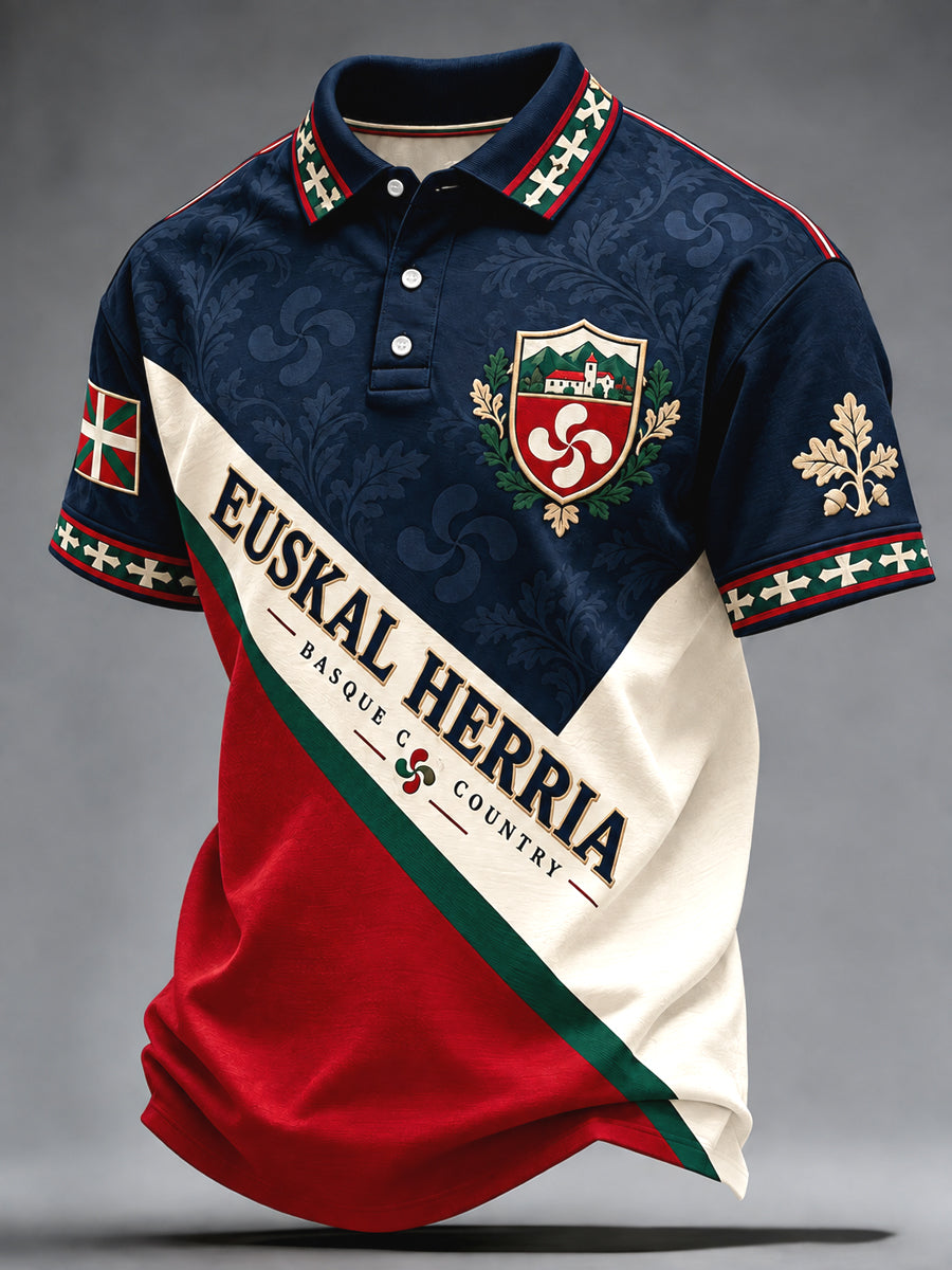 Polo informal de remiendo artístico de estilo vasco retro