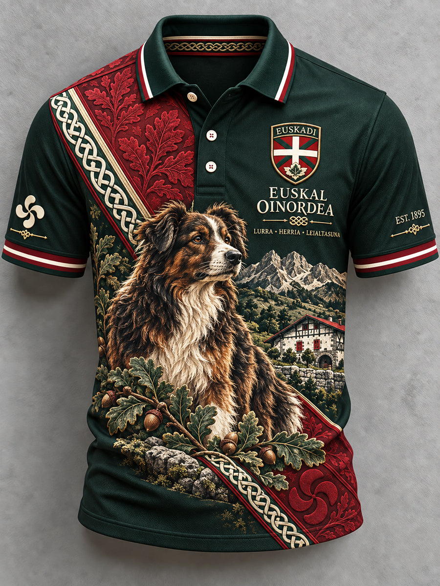 Polo ocasional del arte vasco retro del perro de la caza