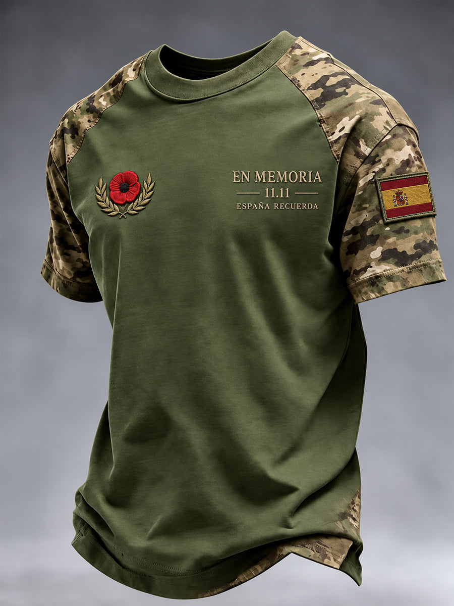 Camiseta de manga corta conmemorativa para veteranos de la Guerra Civil Española, diseño masculino