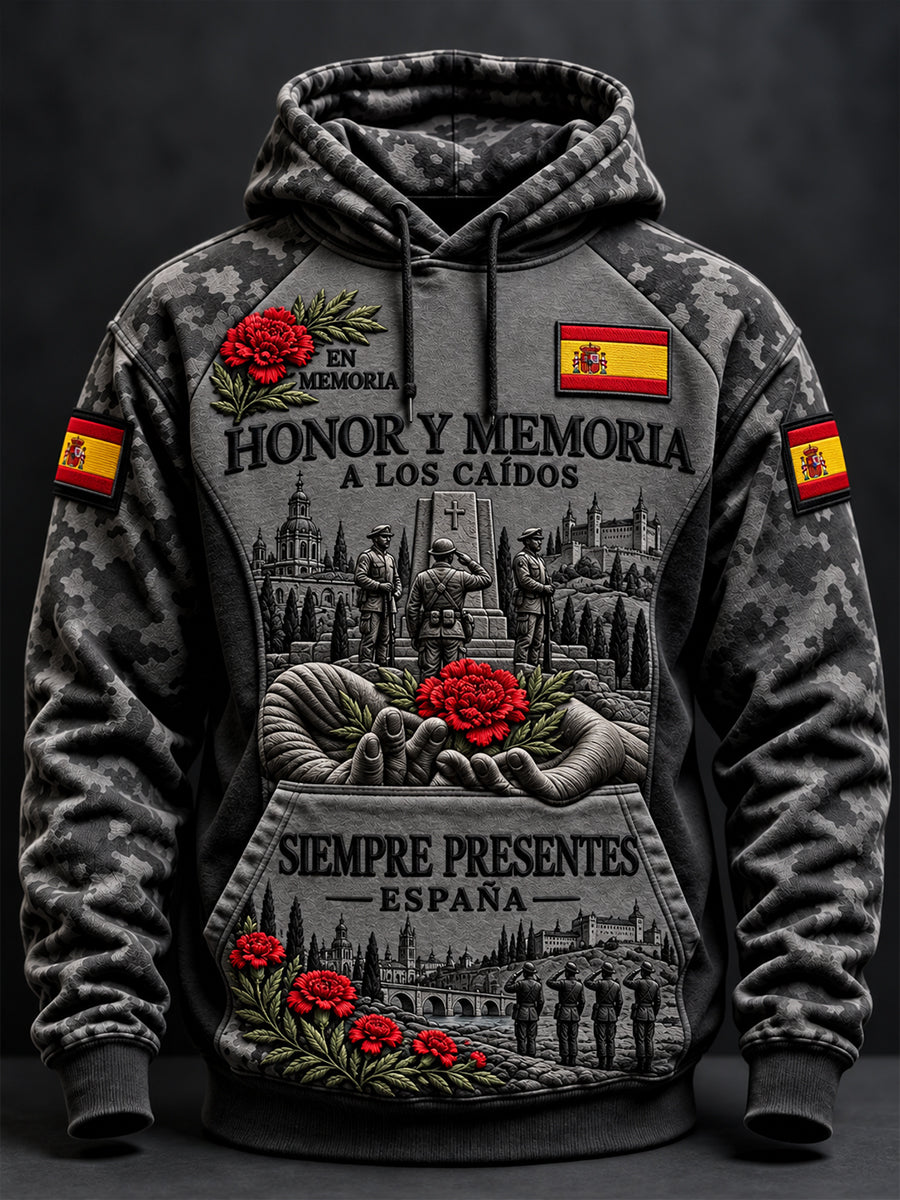 Hombres de la Guerra Civil Española Veteranos Día del Recuerdo Oversized Drop-Shoulder Hoodie con Bolsillos