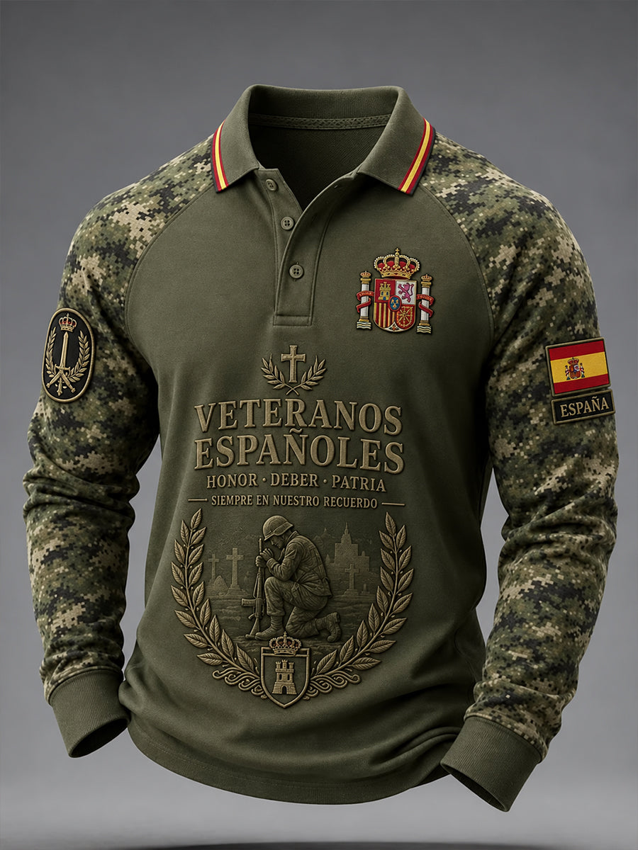 Camisa de manga larga para hombre del Día del Recuerdo de los Veteranos Españoles