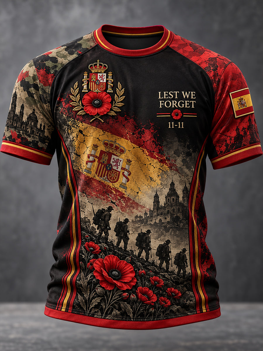 Camiseta de manga corta para hombre del Día del Recuerdo de los Veteranos Españoles