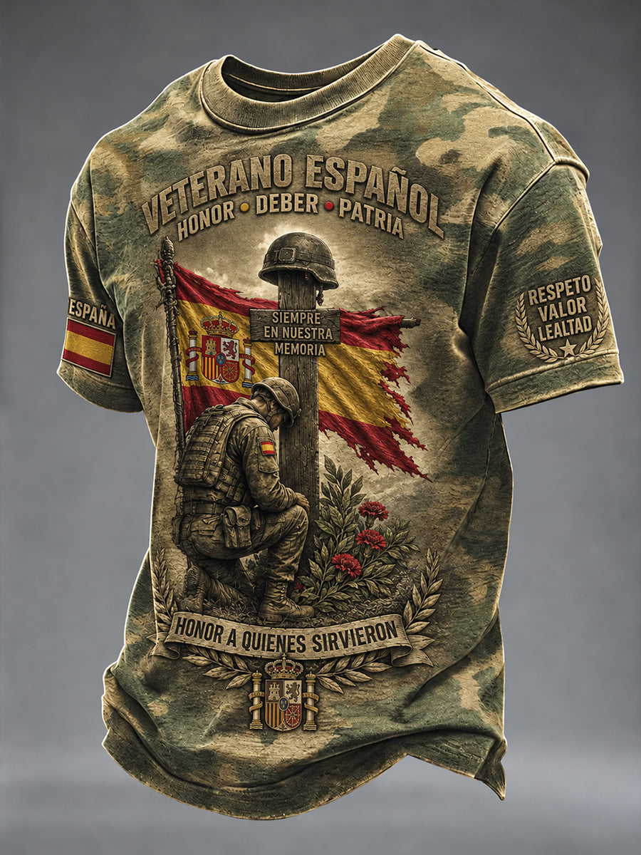Camiseta de manga corta para hombres, Día de la Conmemoración de los Veteranos de España