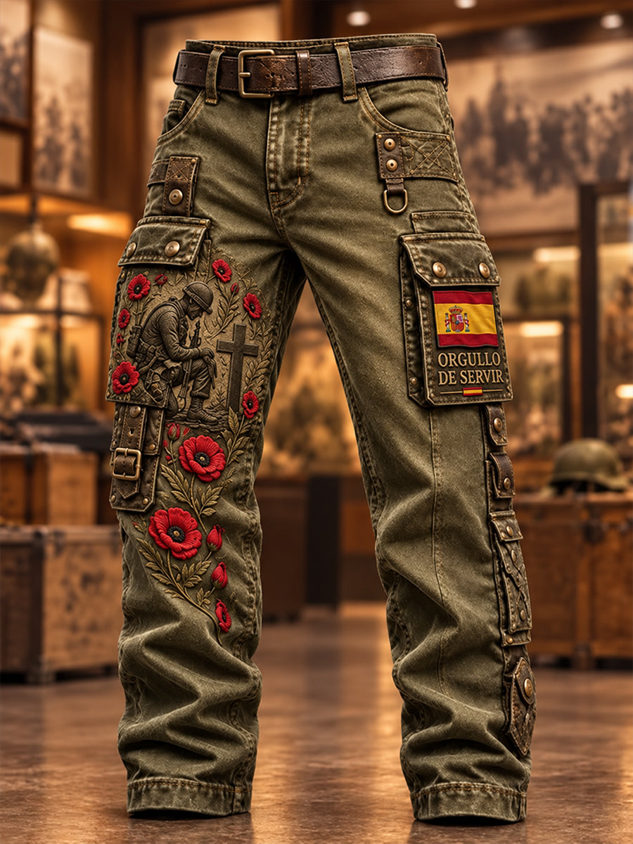 Pantalones de trabajo casual para hombres del Día del Recuerdo de los Veteranos de la Guerra Civil Española