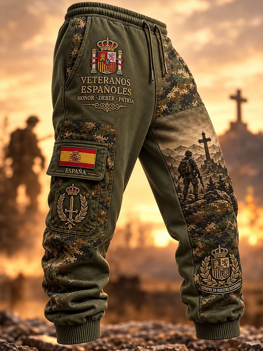 Los hombres de la Guerra Civil Española Veteranos Recuerdo Día Imprimir Pantalones Casuales