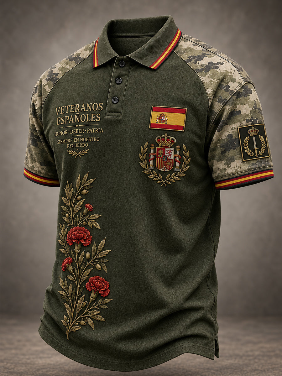 Camisa de manga corta para hombre del Día del Recuerdo de Veteranos Españoles