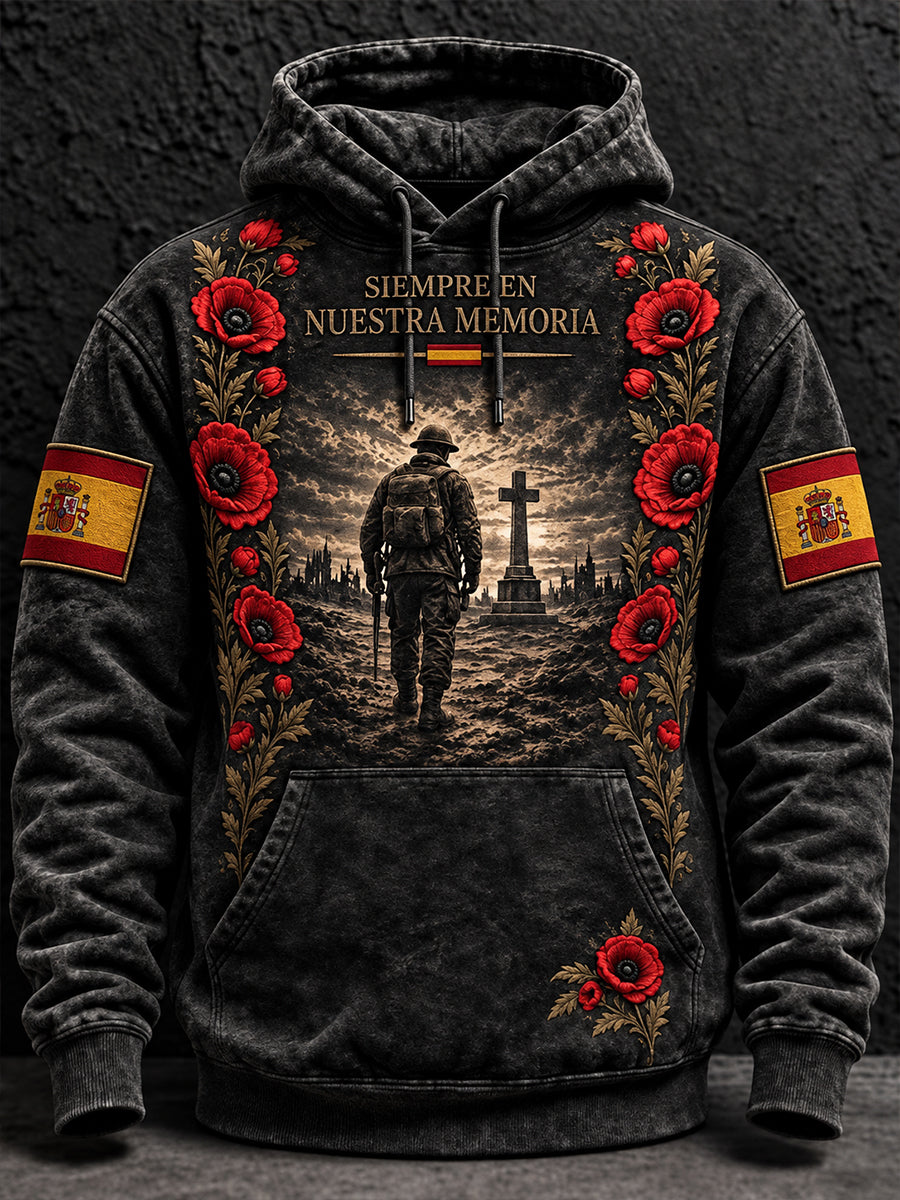 Sudadera oversize de hombros caídos con bolsillos, Día del Recuerdo de los Veteranos Españoles de la Guerra Civil para hombre