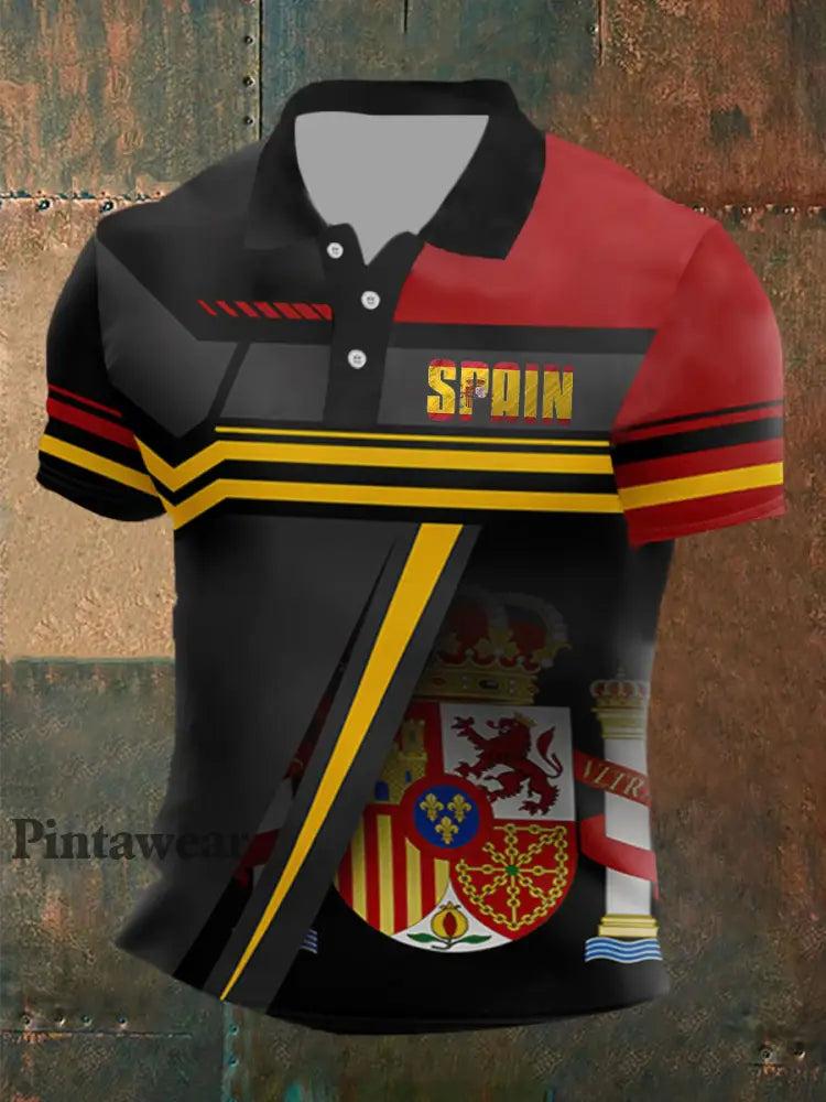Top de manga corta con estampado de bandera de España para hombre como imagen / S