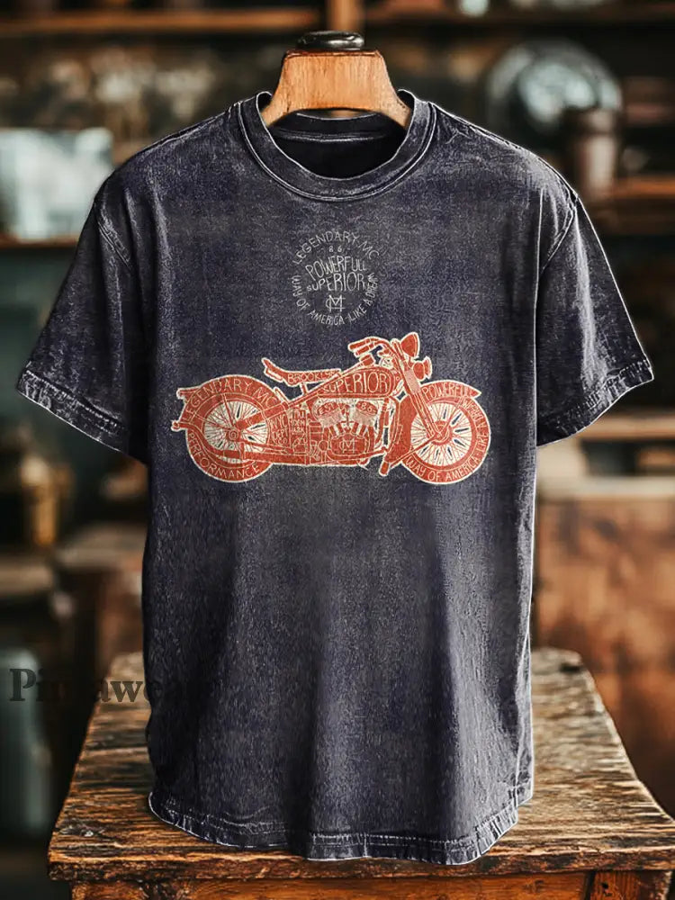 Unisex Retro Biker Imprimir Casual suelta camiseta de manga corta colorido / S