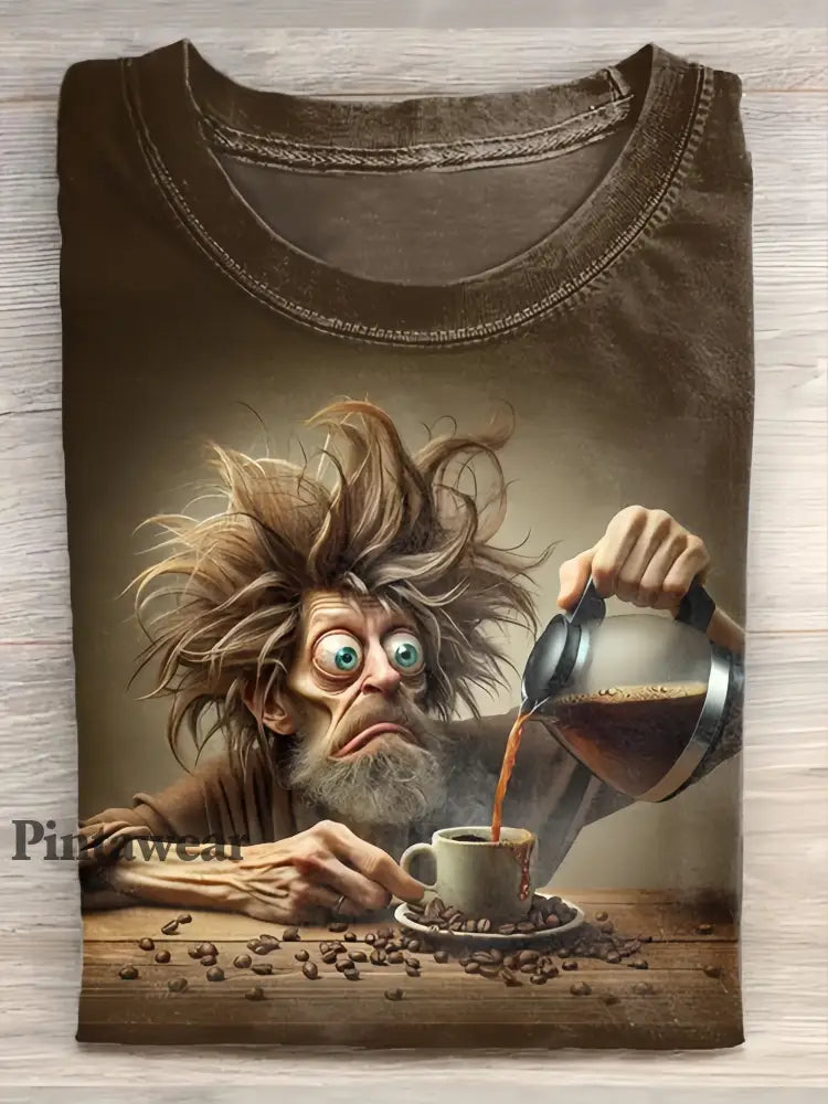 Unisex Retro Funny Grandpa Art Ilustración Impreso Casual Algodón Cuello Redondo Camiseta como imagen / S