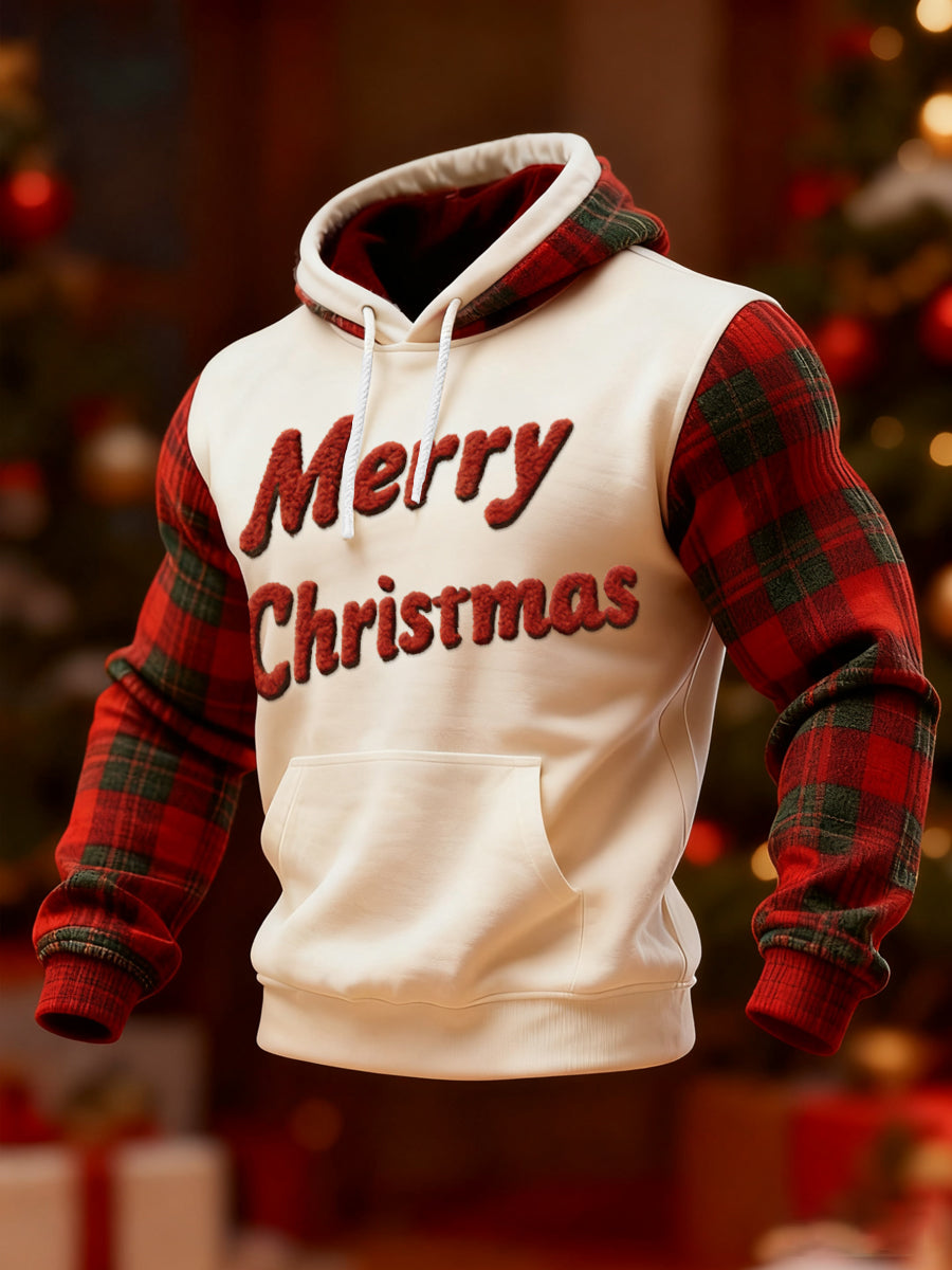 Hombres de la Feliz Navidad Rojo Plaid Imprimir Casual Hoodie