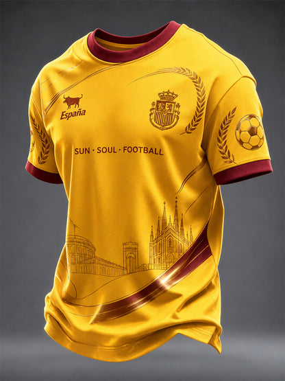 Camiseta estampada de fútbol español para hombre