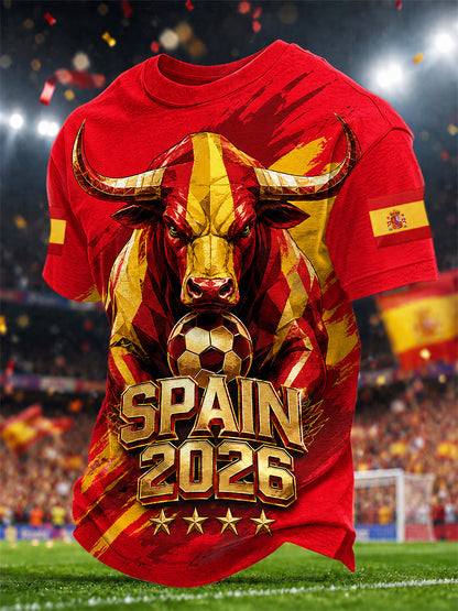 Regalo de los hombres para los fanáticos del fútbol de España imprimir camiseta casual