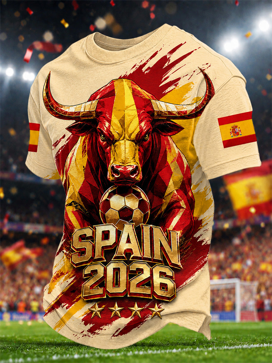 Regalo de los hombres para los fanáticos del fútbol de España imprimir camiseta casual