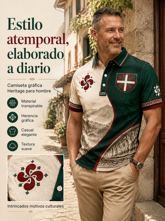 Camiseta informal con estampado del País Vasco para hombre