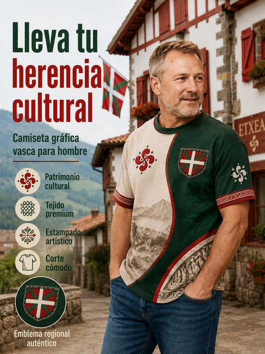 Camiseta de los hombres del País Vasco Impreso