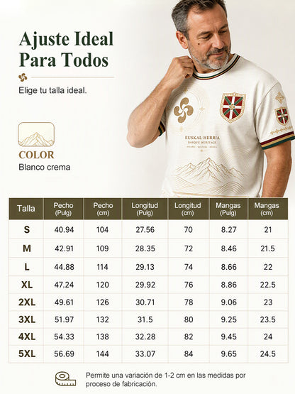 Camiseta casual con estampado artístico de inspiración vasca española para hombre