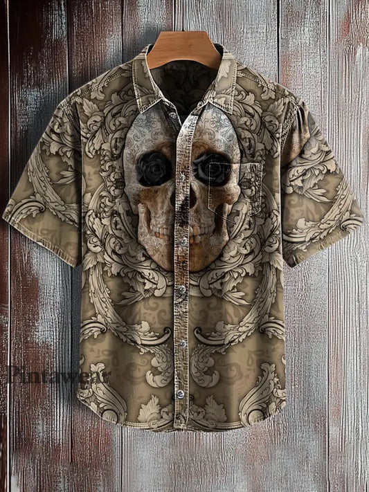 Camisa de manga corta con estampado de arte abstracto retro para hombre A / S