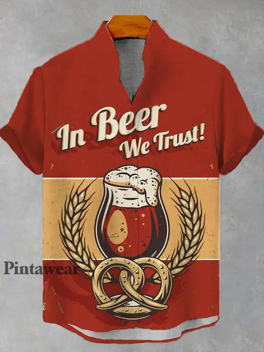 Camisa de manga corta con estampado de cerveza de Alemania para hombre como imagen / S