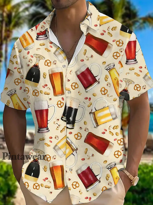 Camisa de manga corta con estampado de cerveza de Alemania para hombre como imagen / S