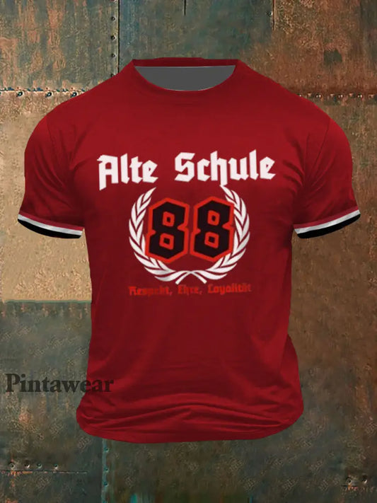 Camiseta Alte Schule de manga corta para hombre rojo / S