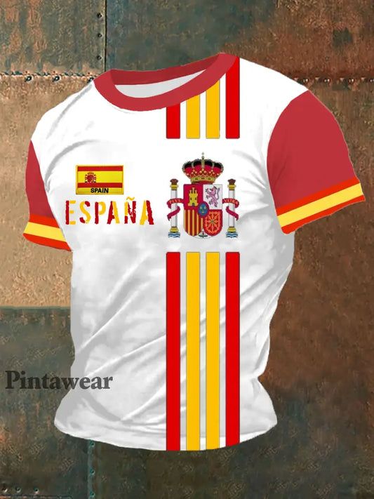 Camiseta bordada bandera española de los hombres rojo / S