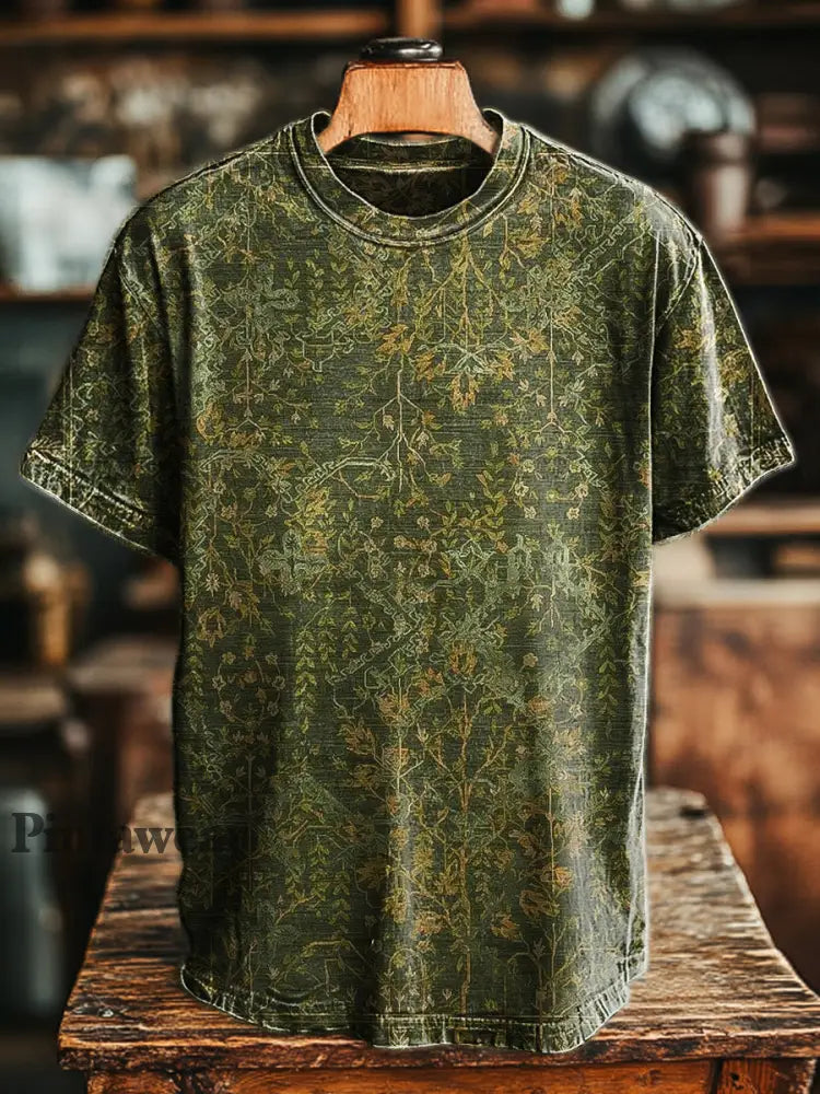 Camiseta casual botánica retro de la manga corta de la impresión floral de los hombres colorido / S