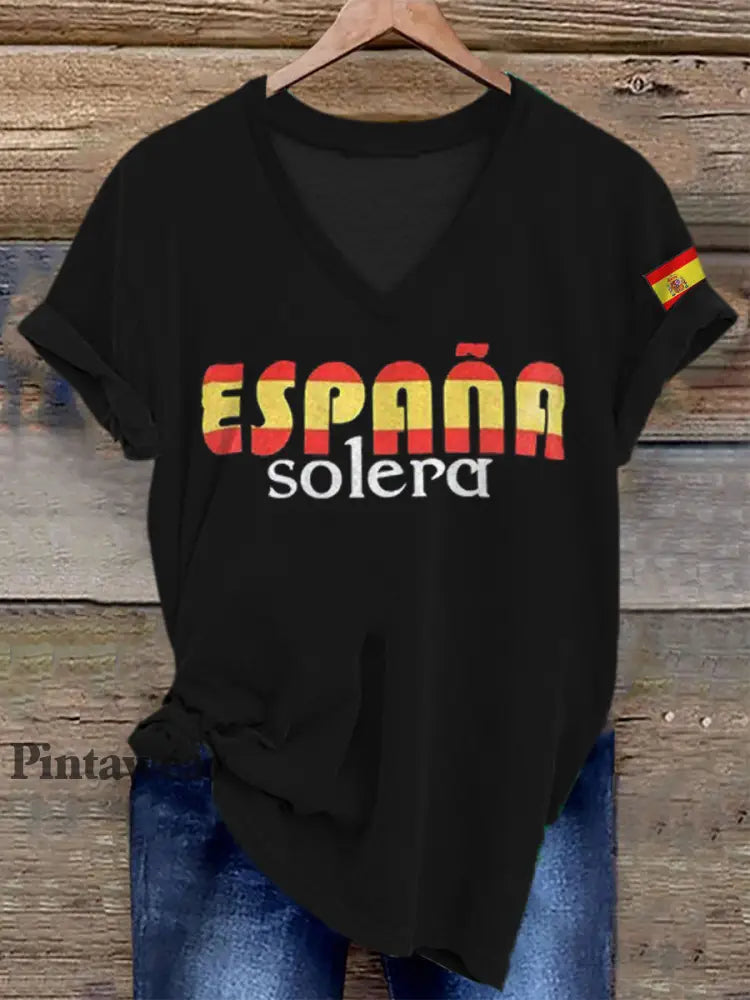 Camiseta con estampado de jerez español Solera Wine Drinking para mujer negro / S