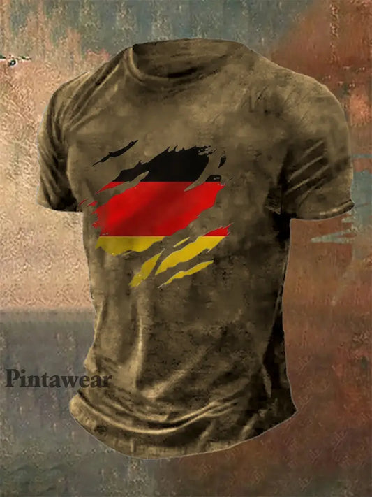 Camiseta de manga corta con estampado gráfico de Alemania para hombre Marrón / S