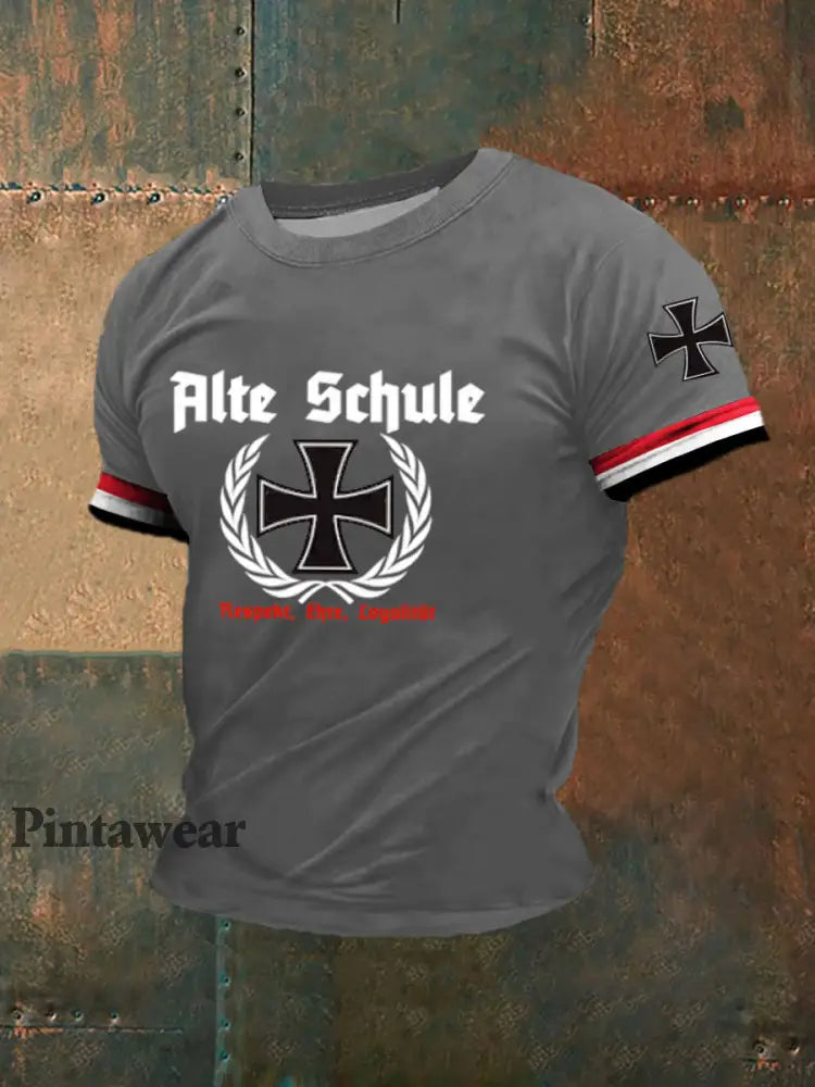 Camiseta de manga corta estampada Alte Schule para hombre Gris / S