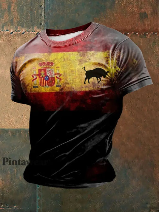 Camiseta de manga corta estampada Toro español para hombre como imagen / S