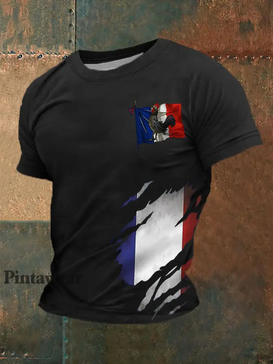 Camiseta de manga corta Le Coq gauois estampada para hombre negro / S