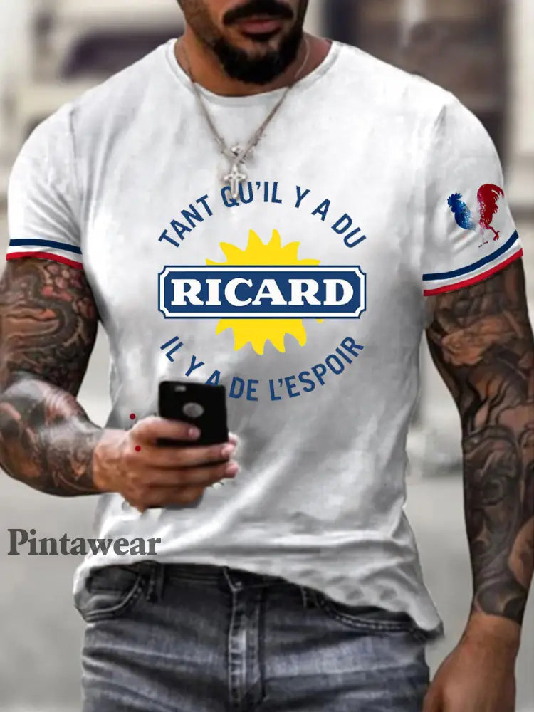 Camiseta de manga corta para hombre Tant Qu’il Y A Du Ricard blanco / S