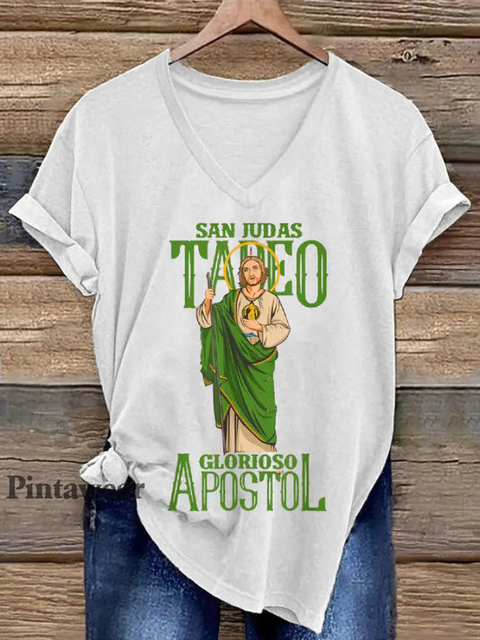 Camiseta de mujer España Faith San Judas Tadeo Blanco / S
