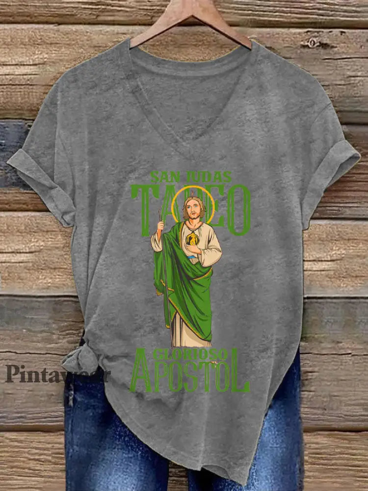 Camiseta de mujer España Faith San Judas Tadeo Gris claro / S