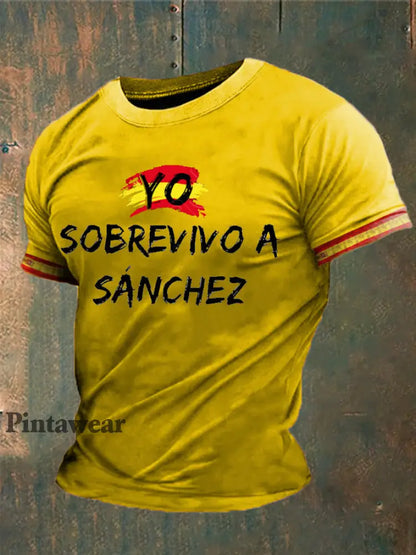 Camiseta estampada España de los hombres amarillo / S