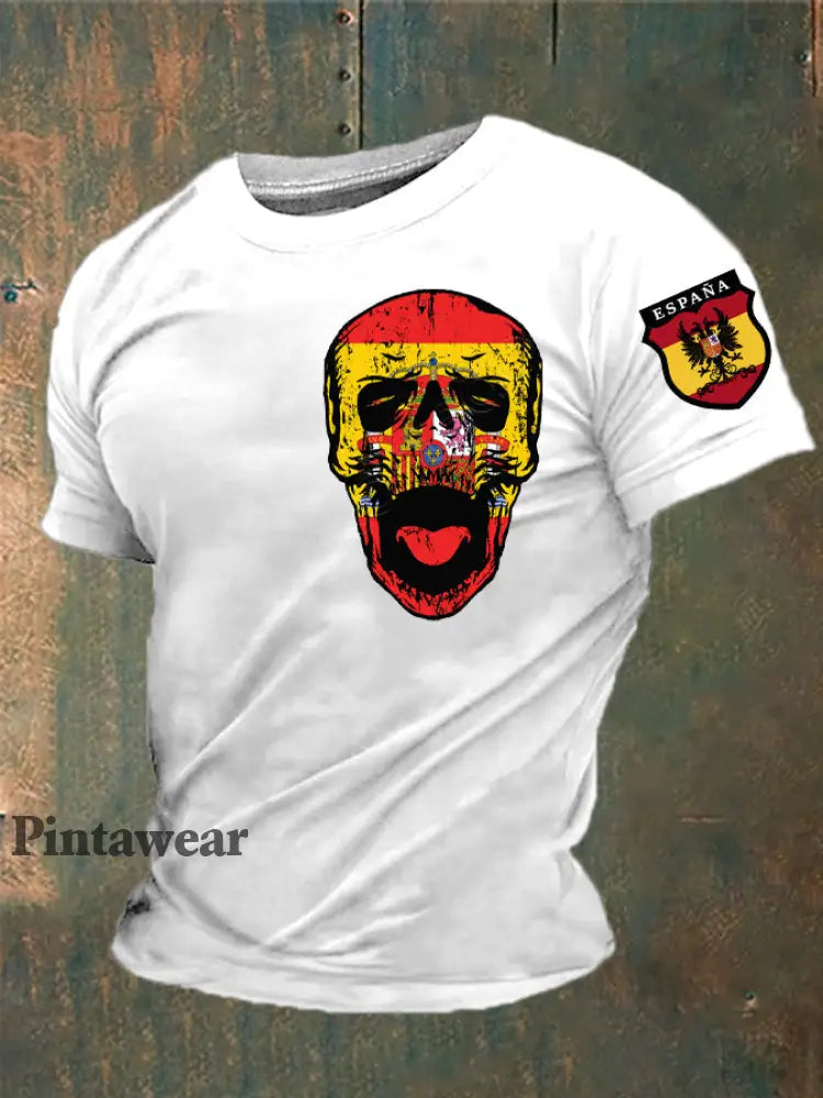 Camiseta estampada España de los hombres blanco / S