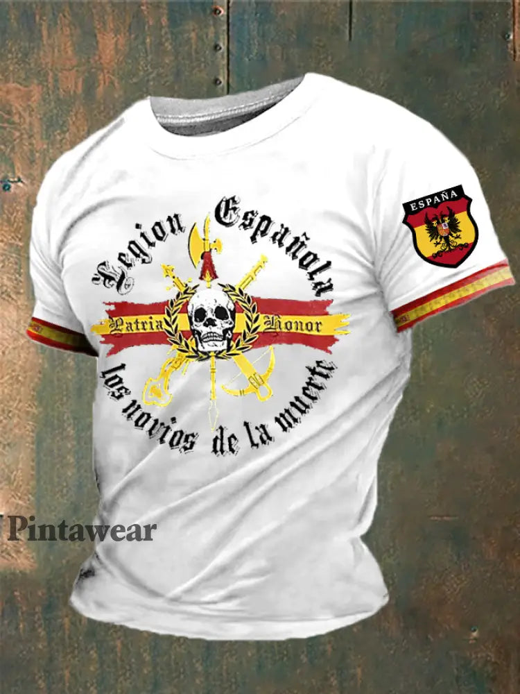 Camiseta estampada España de los hombres blanco / S