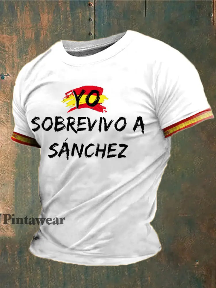 Camiseta estampada España de los hombres blanco / S