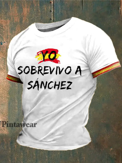 Camiseta estampada España de los hombres blanco / S