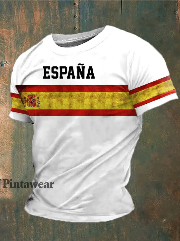 Camiseta estampada España de los hombres blanco / S