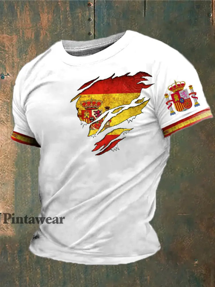 Camiseta estampada España de los hombres blanco / S