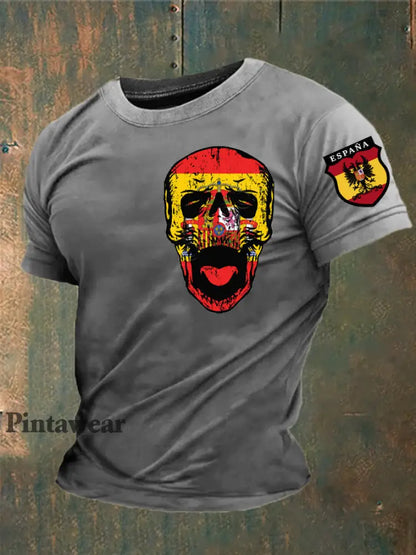 Camiseta estampada España de los hombres gris claro / S