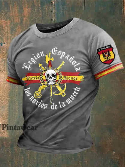 Camiseta estampada España de los hombres gris claro / S