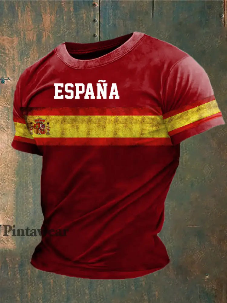 Camiseta estampada España de los hombres rojo / S