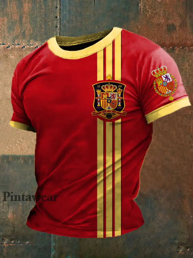 Camiseta estampada España de los hombres rojo / S