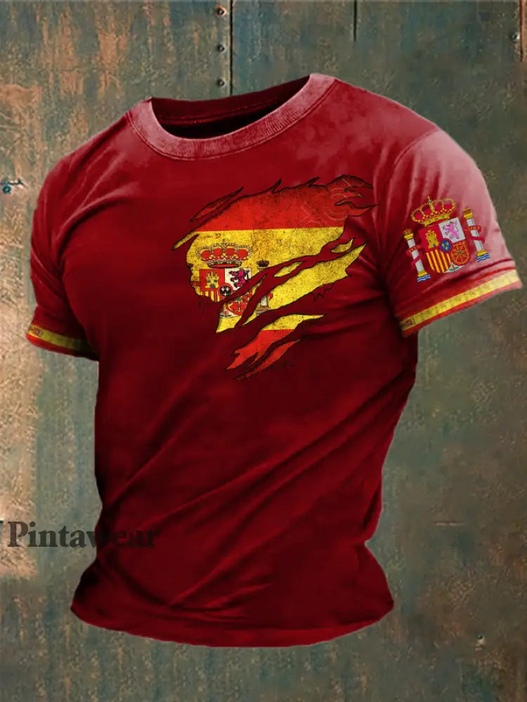 Camiseta estampada España de los hombres rojo / S